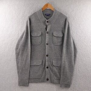 Peter Millar Crown Crafted Mens XL Gray Merino‎ Wool Linen Blend Button Front